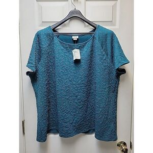 Jacqueline Smith Womens Plus Size 3X Top Green Jacquard Stretchy - NEW with Tag